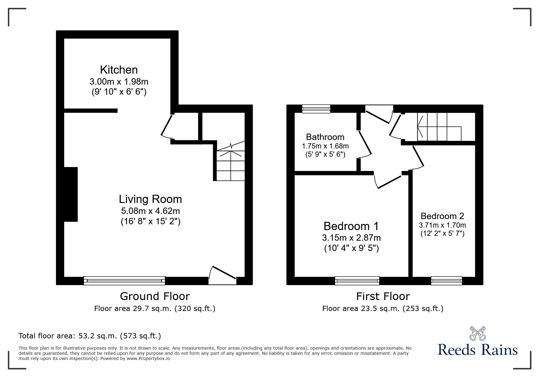 Floorplan of 2 bedroom Mid Terrace Property to rent, Brighouse Wood Row, Brighouse, West Yorkshire, HD6