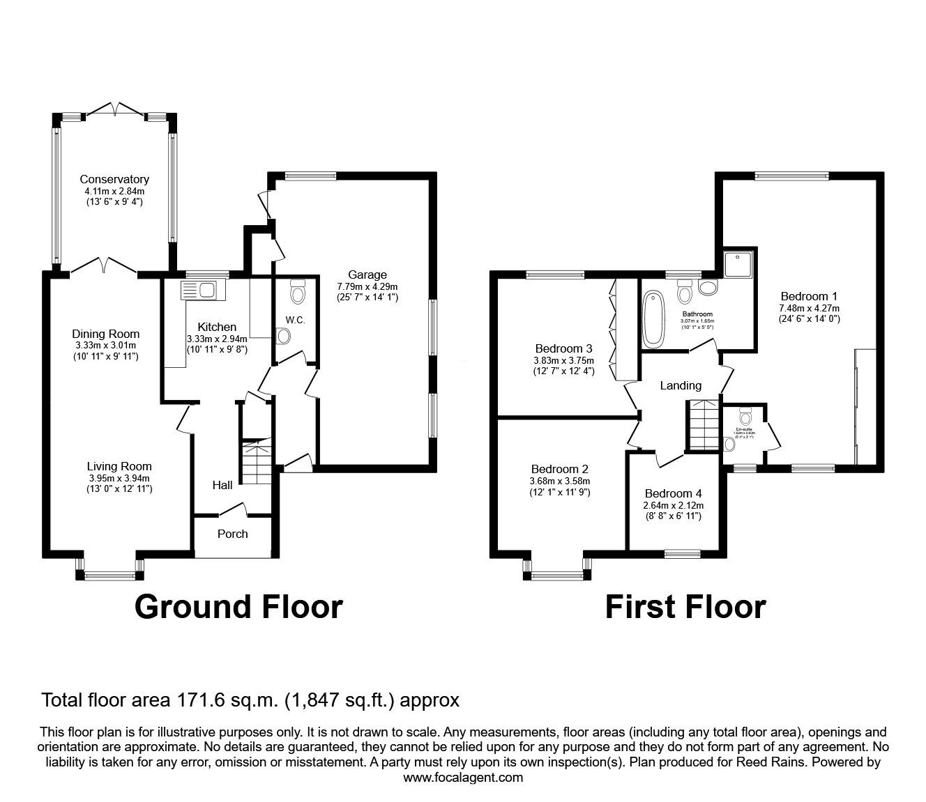 Floorplan of 4 bedroom Semi Detached House for sale, Moor Lane, Netherton, Huddersfield, West Yorkshire, HD4