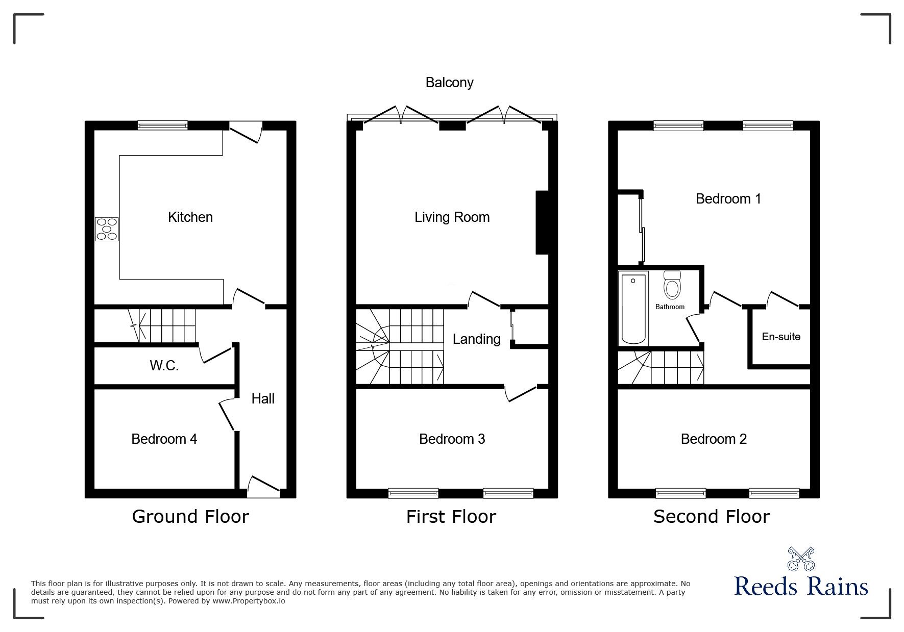 Floorplan of 4 bedroom Mid Terrace House to rent, Blackthorn Drive, Huddersfield, West Yorkshire, HD3
