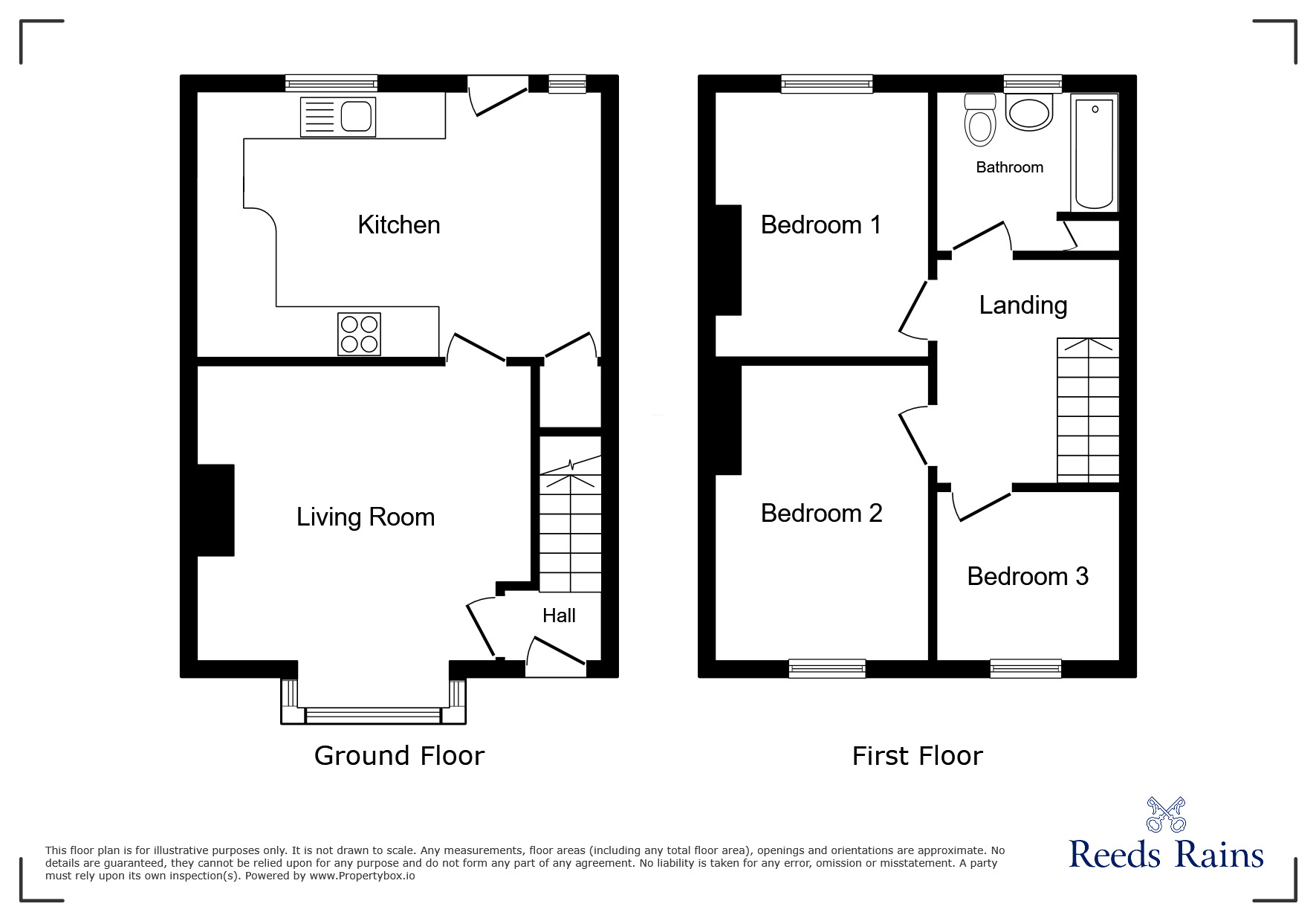 Floorplan of 3 bedroom Mid Terrace House for sale, Knowle Avenue, Moldgreen, Huddersfield, West Yorkshire, HD5
