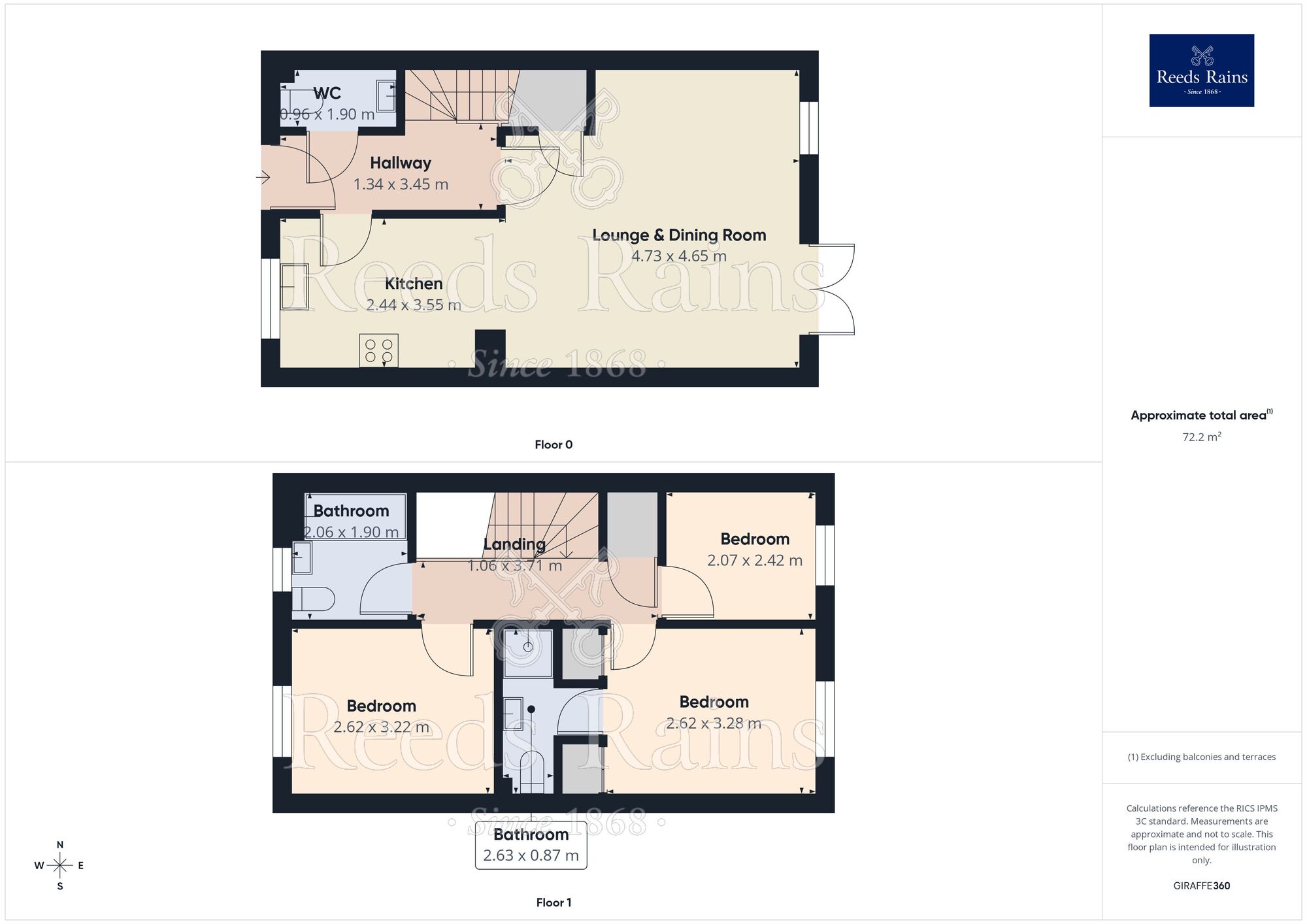 Floorplan of 3 bedroom End Terrace House for sale, Greenlea Court, Dalton, Huddersfield, West Yorkshire, HD5