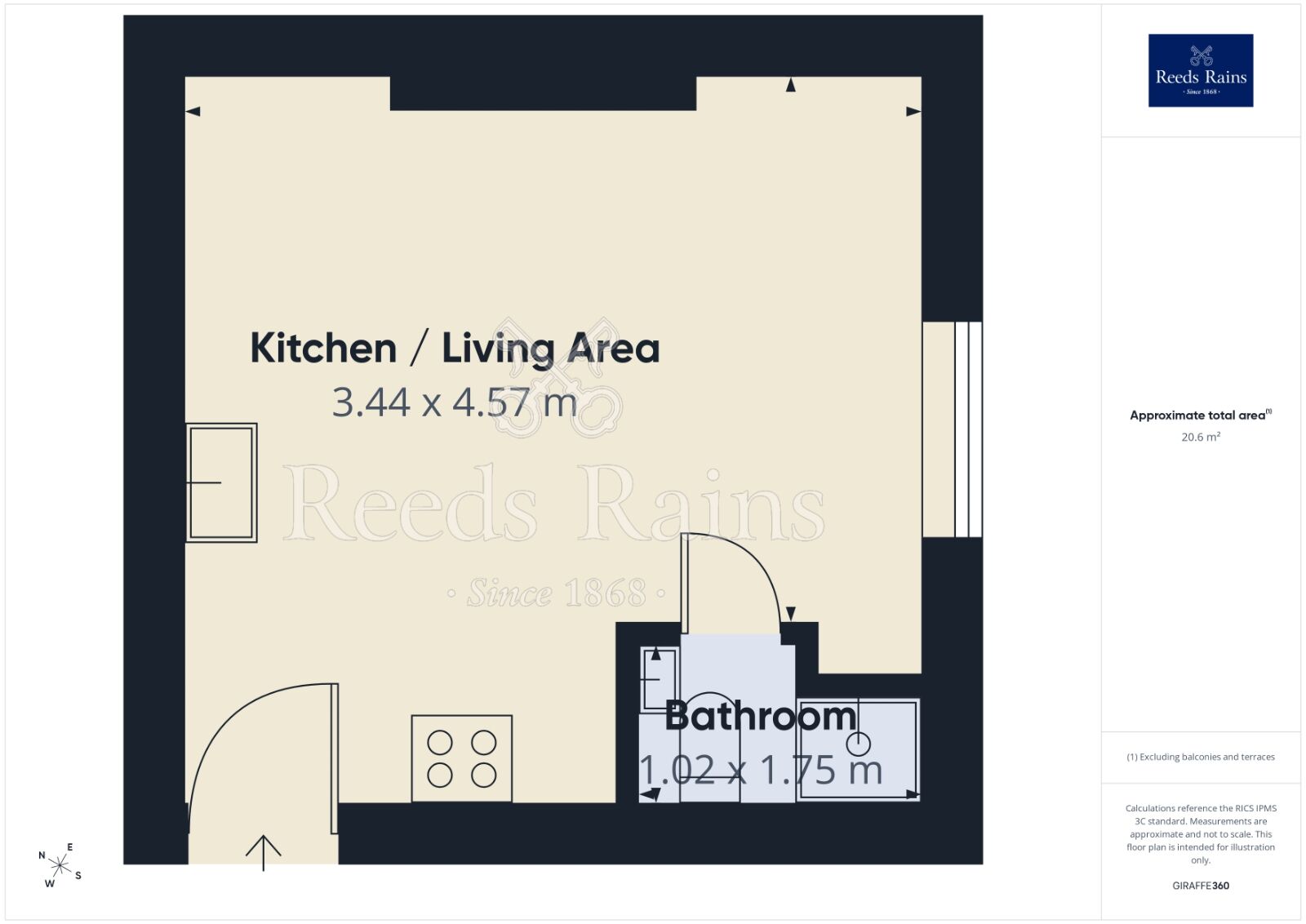 Floorplan of 1 bedroom Flat to rent, Clare Hill, Huddersfield, West Yorkshire, HD1