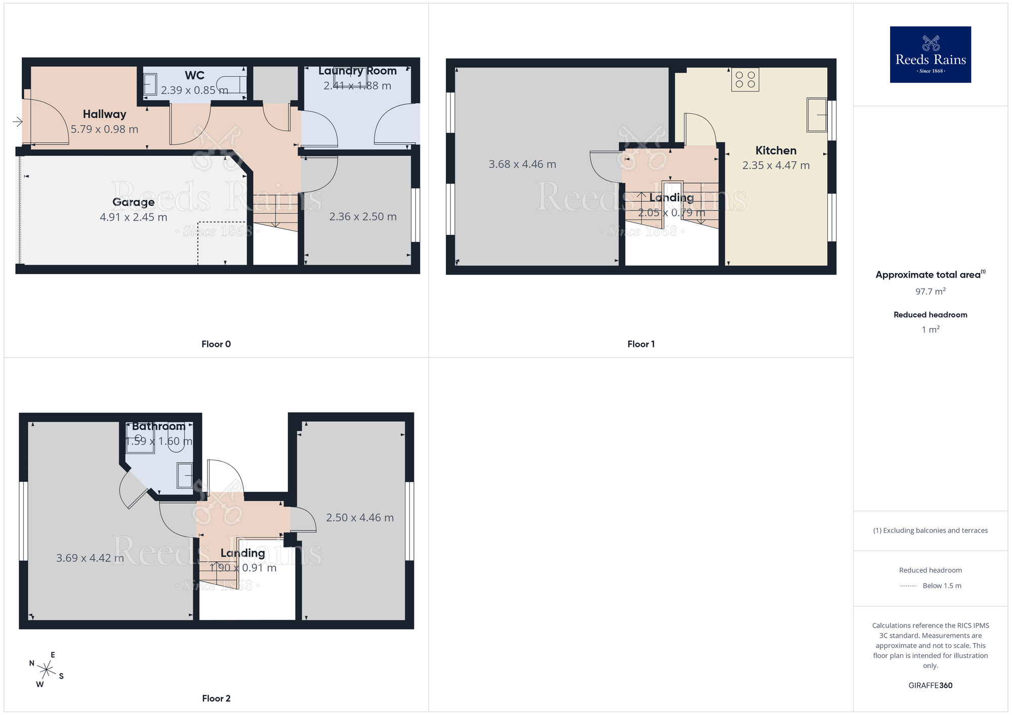 Floorplan of 3 bedroom Mid Terrace House to rent, Wood View, Huddersfield, West Yorkshire, HD2