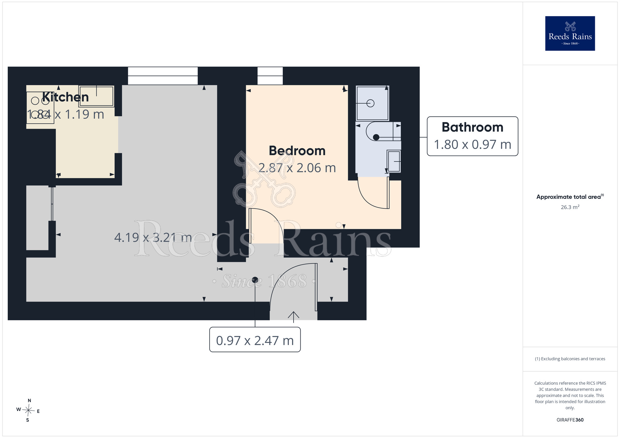 Floorplan of 1 bedroom Flat to rent, Clare Hill, Huddersfield, West Yorkshire, HD1