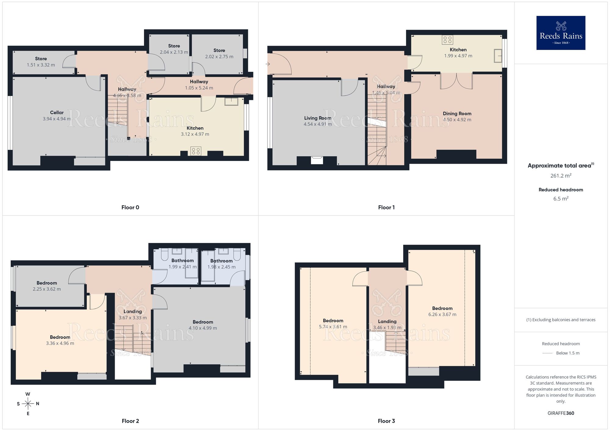 Floorplan of 5 bedroom Semi Detached House for sale, Bath Street, Huddersfield, West Yorkshire, HD1