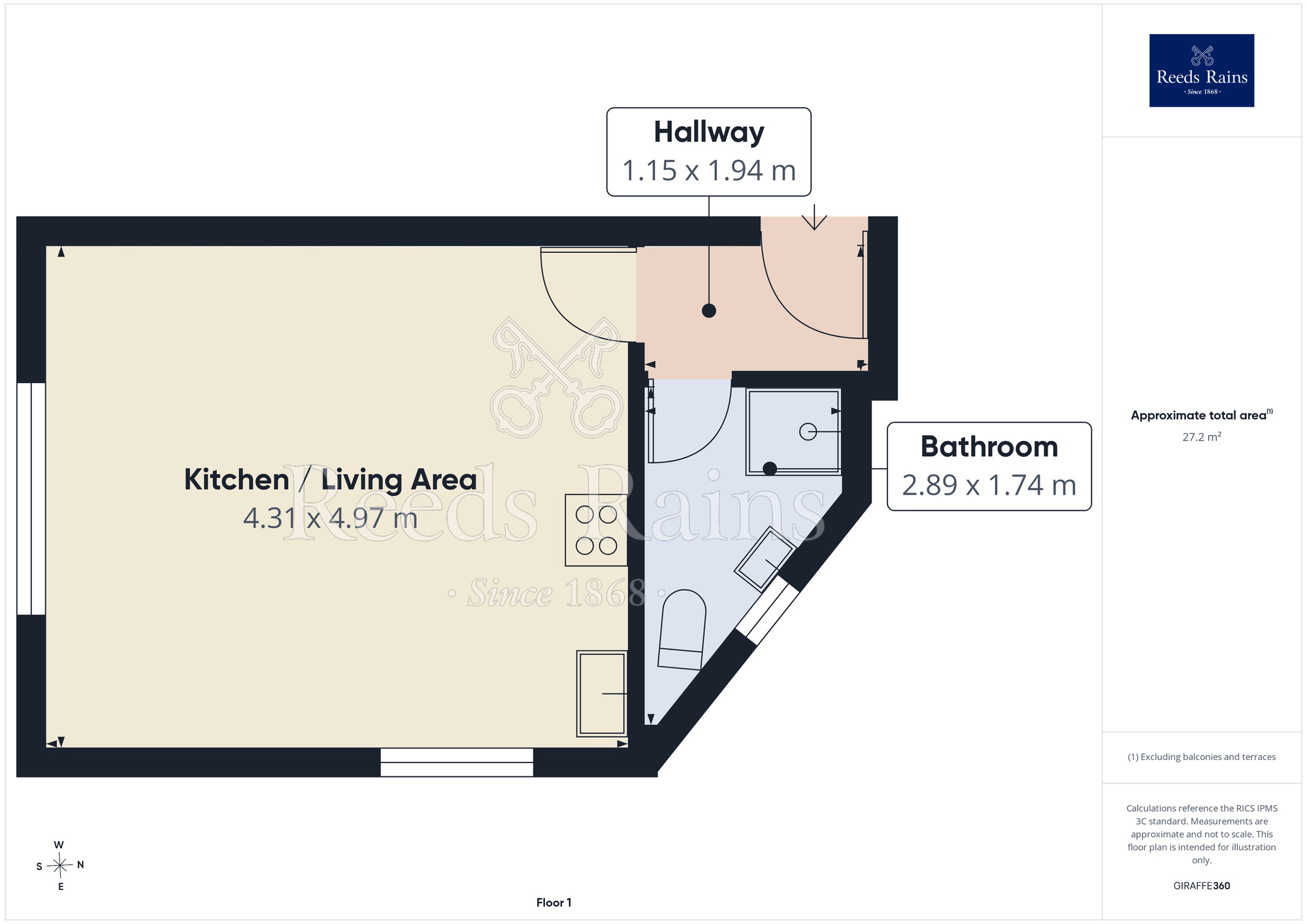 Floorplan of 1 bedroom Flat to rent, Manchester Road, Huddersfield, West Yorkshire, HD1