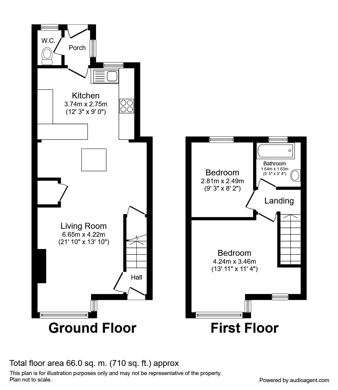 Floorplan of 2 bedroom Mid Terrace House to rent, Dovedale Grove, Hull, HU9