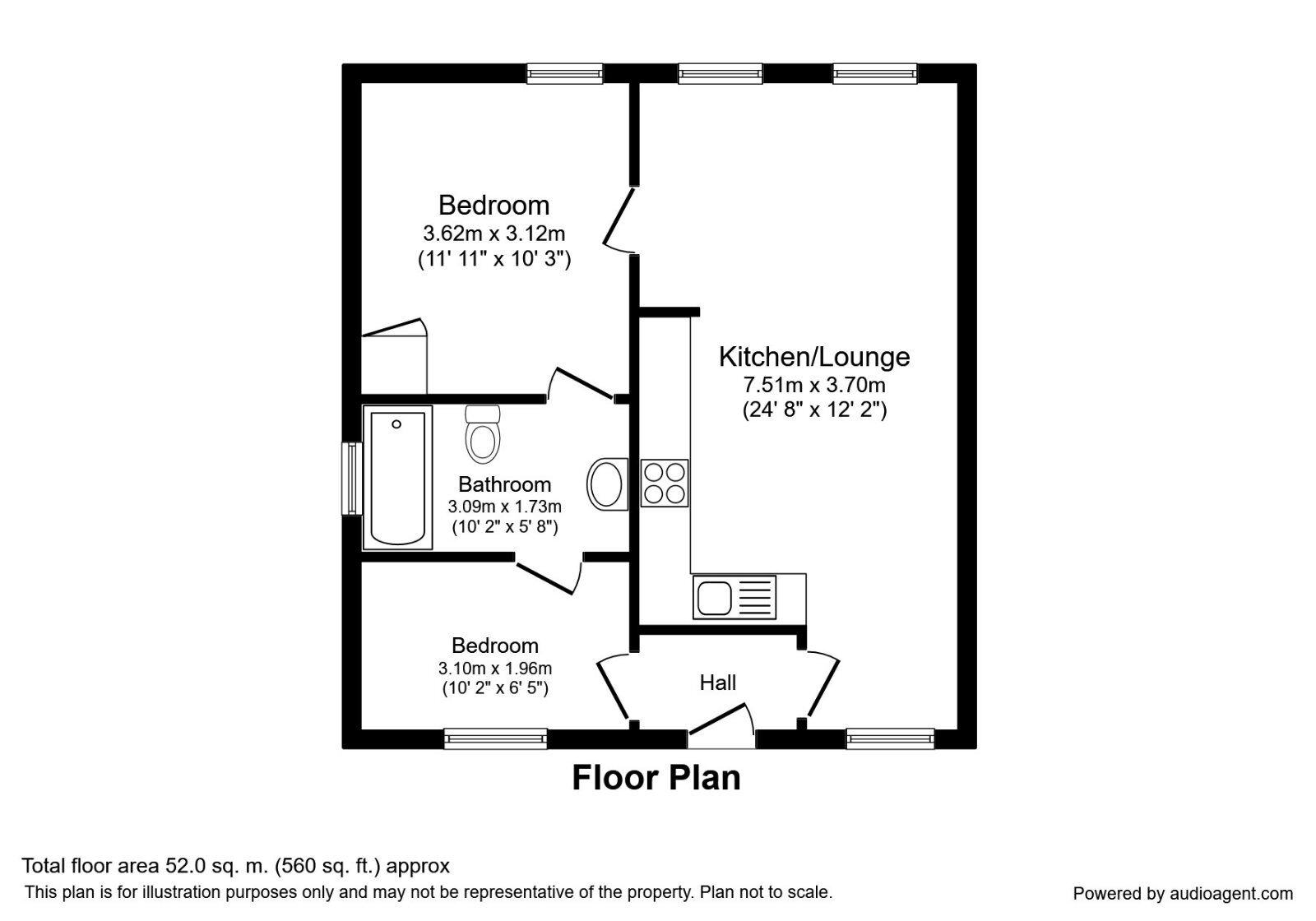 Floorplan of 2 bedroom  Flat to rent, South Lane, Hessle, North Humberside, HU13