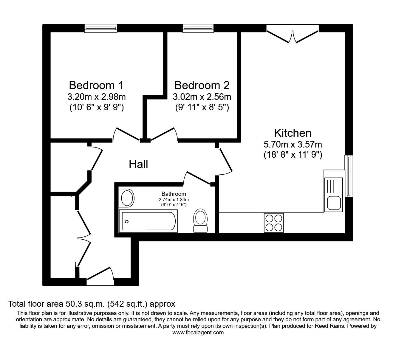 Floorplan of 2 bedroom  Flat to rent, Woodheys Park, Kingswood, East Riding of Yorkshi, HU7