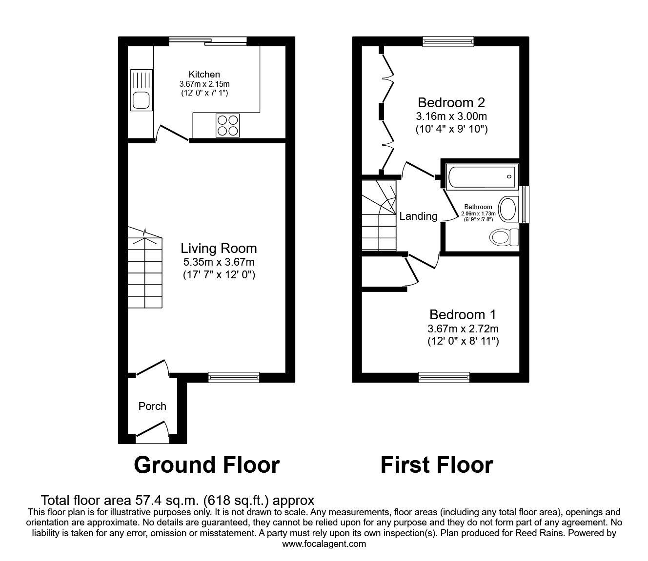 Floorplan of 2 bedroom Semi Detached House to rent, Wisteria Way, Hull, East Yorkshire, HU8