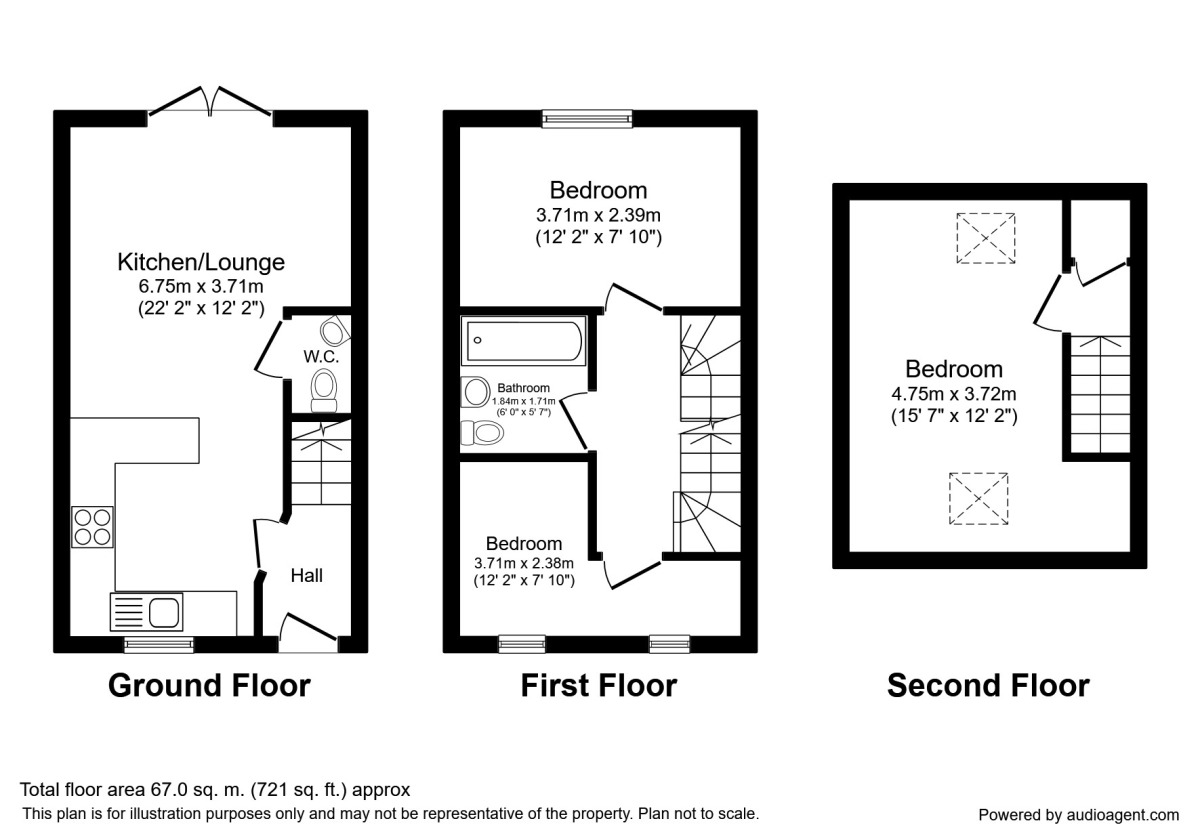 Floorplan of 3 bedroom Mid Terrace House to rent, Bounty Drive, Kingswood, East Yorkshire, HU7