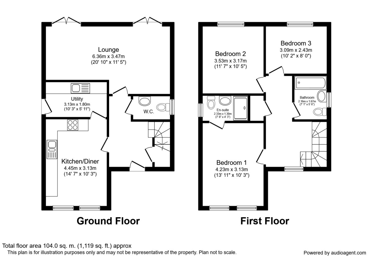Floorplan of 3 bedroom Detached House to rent, Abbey Lane, Kingswood, East Yorkshire, HU7