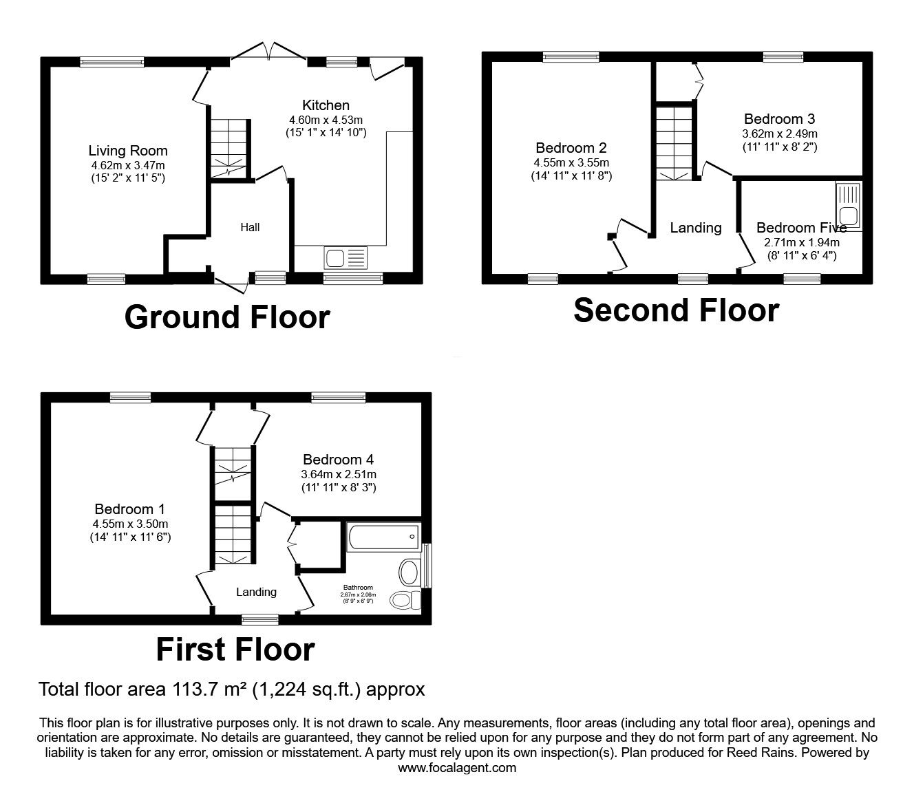 Floorplan of 5 bedroom Mid Terrace House for sale, Stroud Crescent West, Bransholme, Hull, HU7