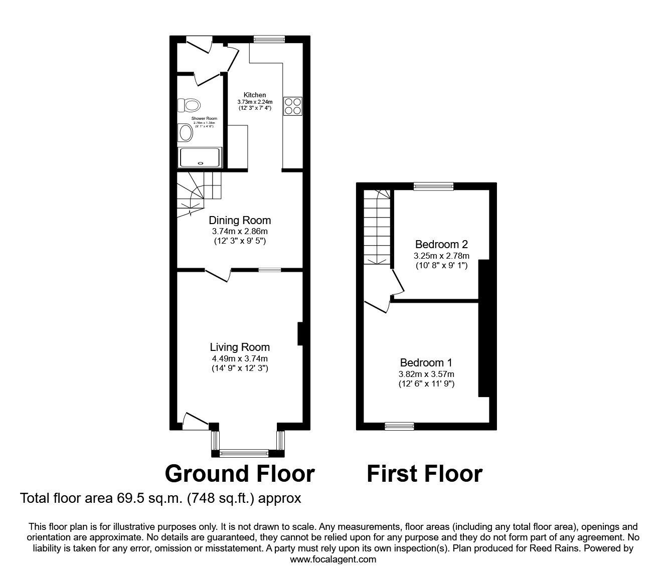 Floorplan of 2 bedroom End Terrace House to rent, Crofton Avenue, Egton Street, East Yorkshire, HU8