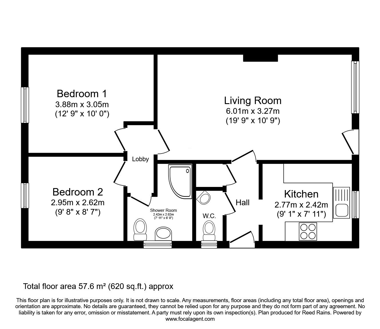 Floorplan of 2 bedroom Semi Detached Bungalow for sale, The Orchard, Marfleet Lane, East Yorkshire, HU9