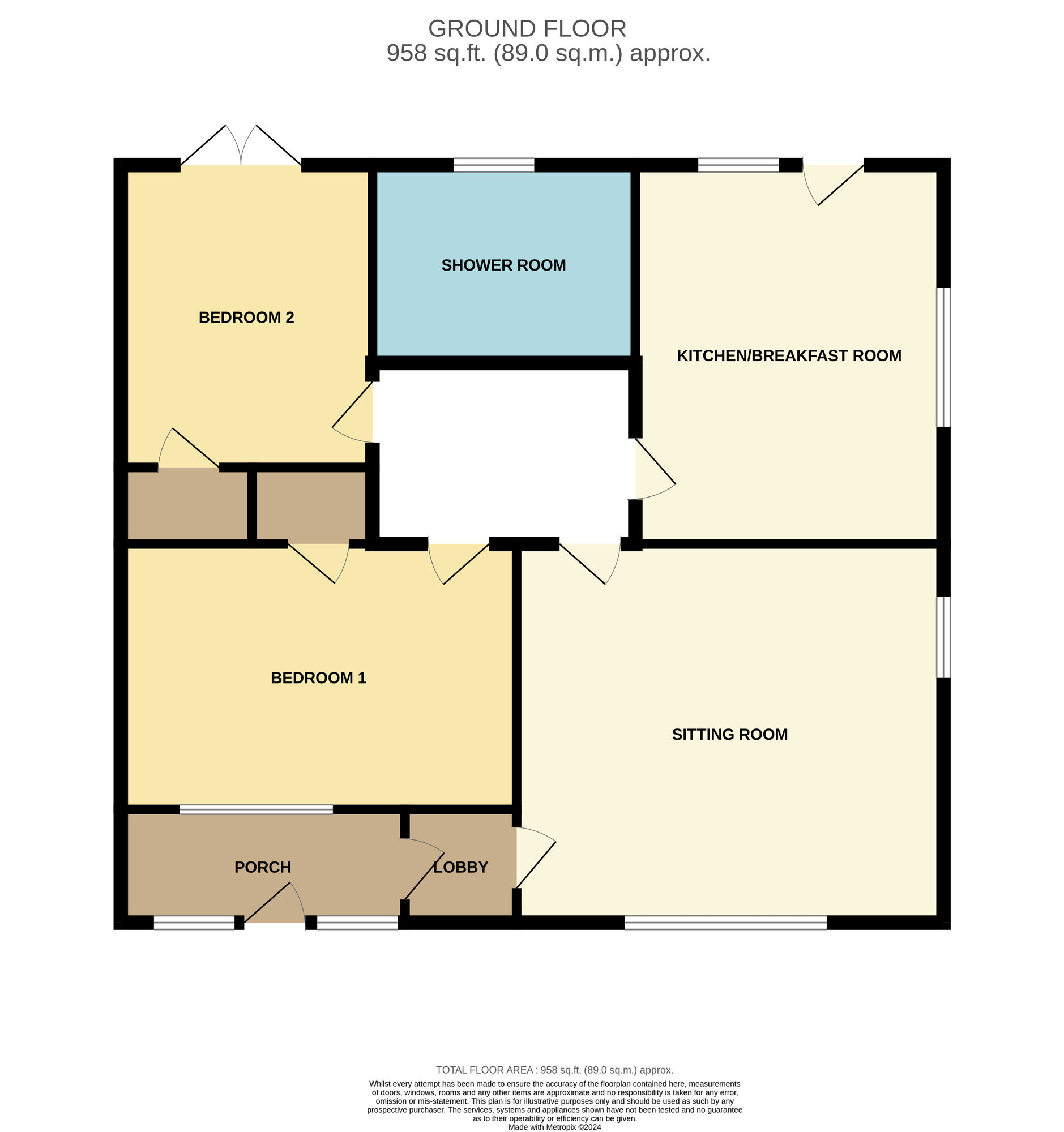 Floorplan of 2 bedroom End Terrace Bungalow for sale, Langdale Villas, Skirlaugh, East Yorkshire, HU11