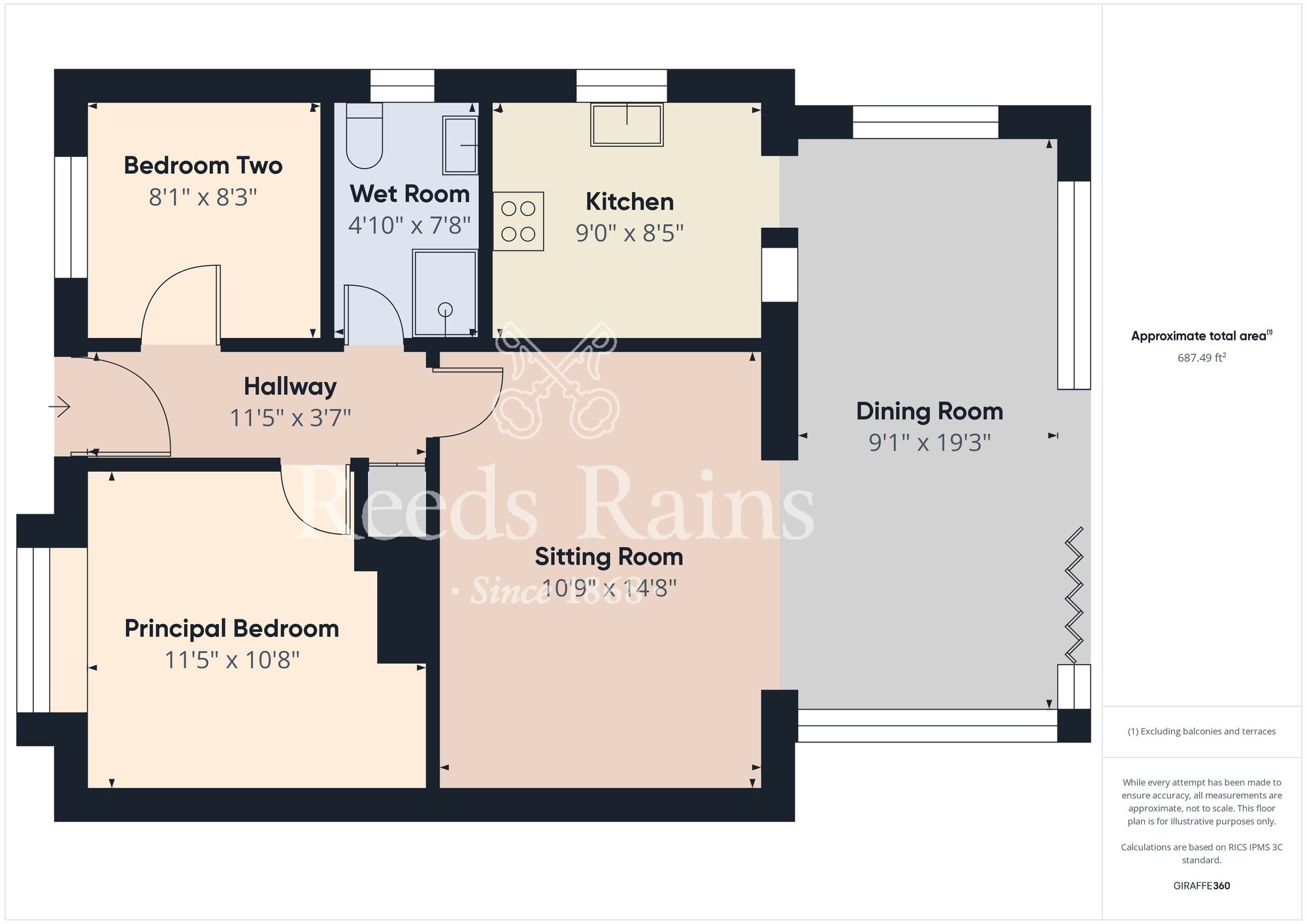 Floorplan of 2 bedroom Semi Detached Bungalow for sale, Compass Road, Hull, East Yorkshire, HU6