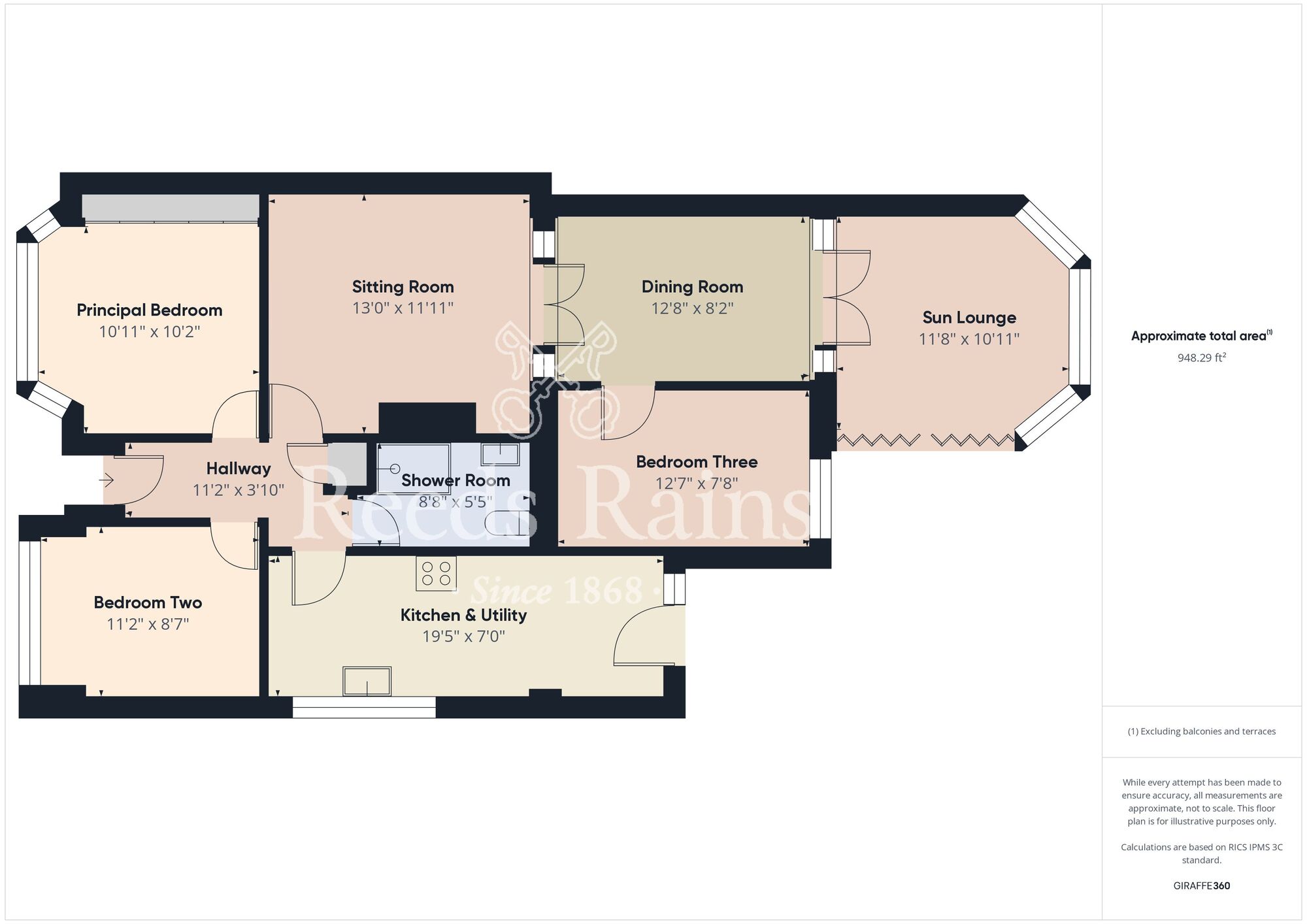 Floorplan of 3 bedroom Semi Detached Bungalow for sale, Ravenspur Road, Bilton, East Yorkshire, HU11