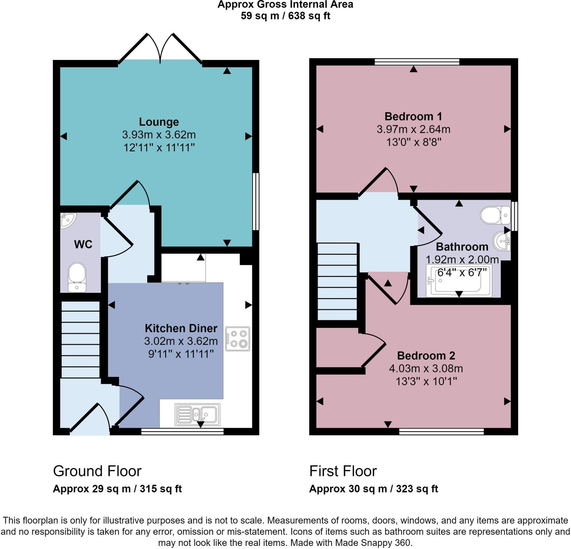 Floorplan of 2 bedroom Semi Detached House for sale, Kedrum Road, Hull, East Yorkshire, HU9