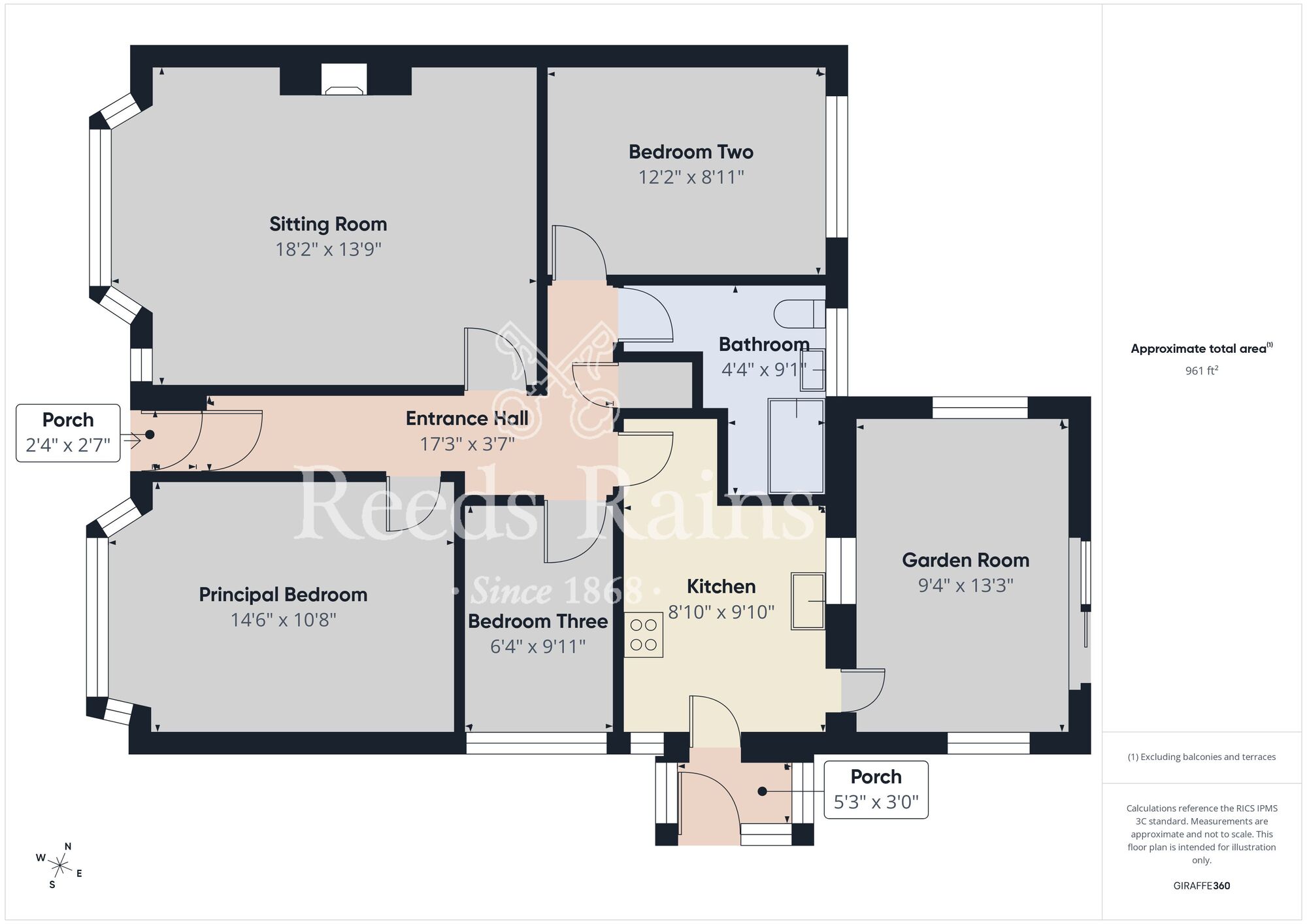 Floorplan of 3 bedroom Semi Detached Bungalow for sale, Longdales Lane, Coniston, East Riding of Yorkshire, HU11