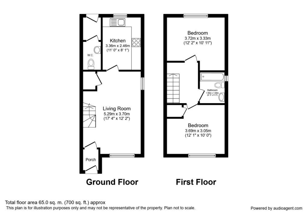 Floorplan of 2 bedroom End Terrace House for sale, Ladybower Way, Kingswood, East  Yorkshire, HU7