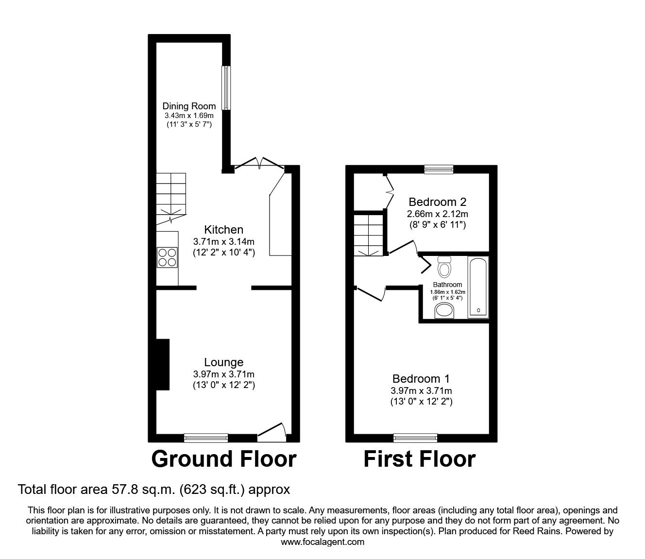 Floorplan of 2 bedroom Mid Terrace House to rent, East Street, Audenshaw, Greater Manchester, M34