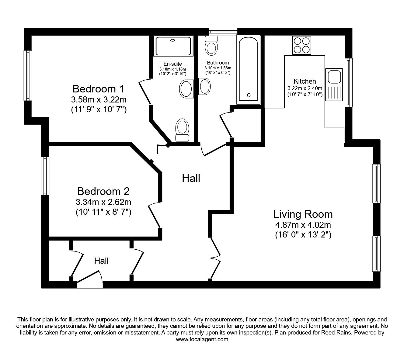Floorplan of 2 bedroom Flat to rent, The Links, Hyde, Greater Manchester, SK14