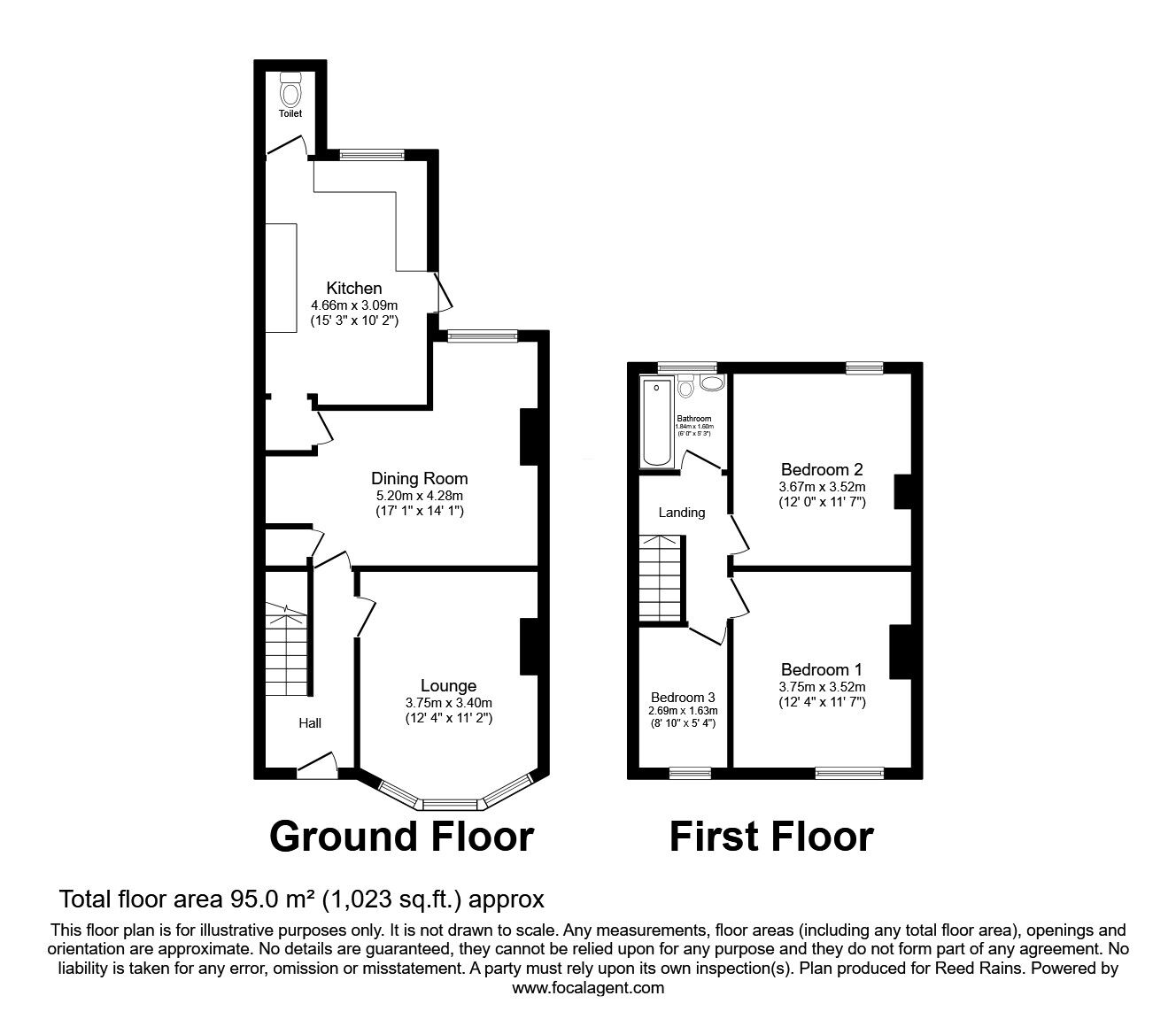 Floorplan of 3 bedroom Mid Terrace House for sale, Grange Road North, Hyde, Greater Manchester, SK14