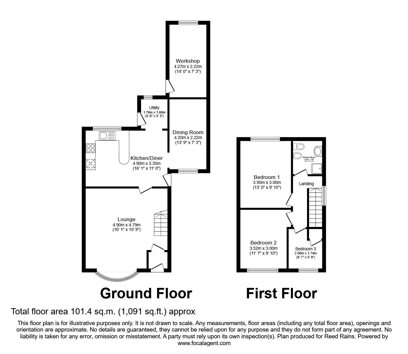 Floorplan of 3 bedroom Semi Detached House for sale, Trafalgar Avenue, Audenshaw, Greater Manchester, M34