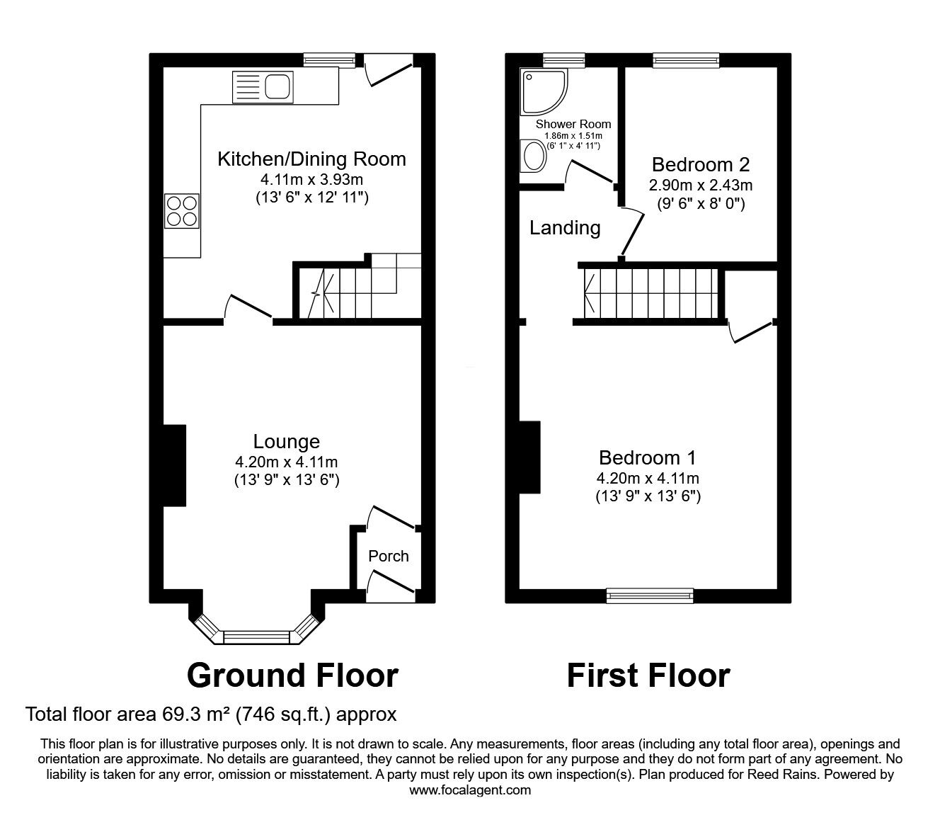 Floorplan of 2 bedroom End Terrace House for sale, Higher Henry Street, Hyde, Greater Manchester, SK14