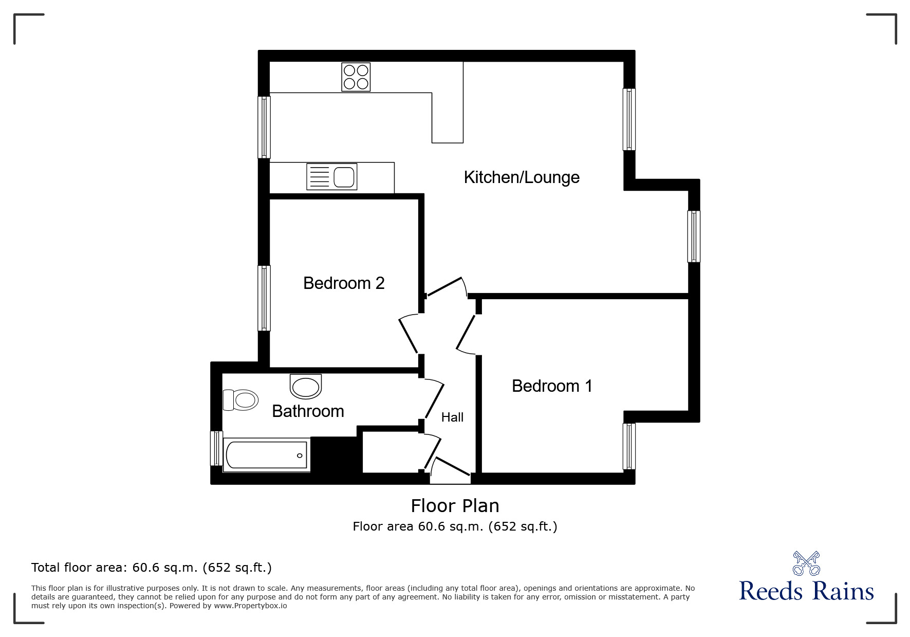 Floorplan of 2 bedroom  Flat for sale, Lady Lane, Audenshaw, Greater Manchester, M34