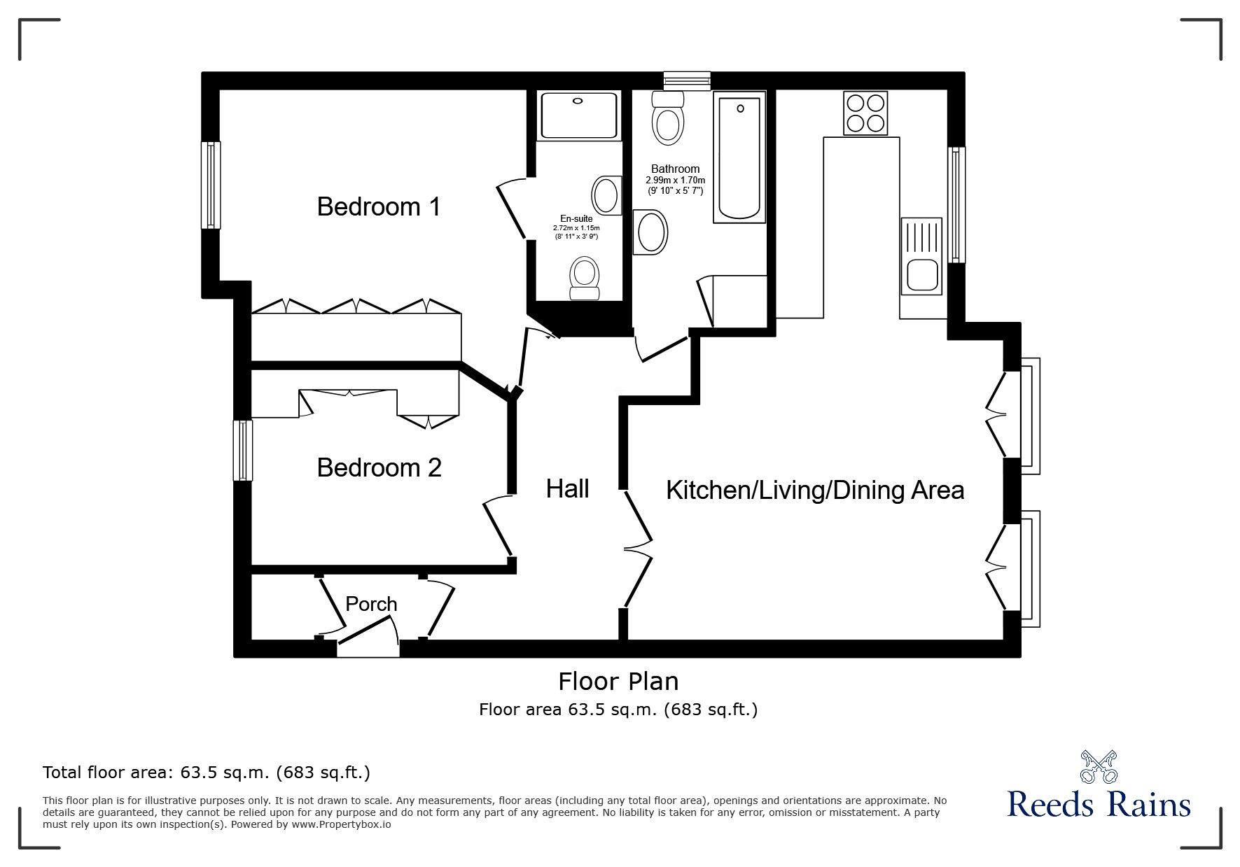 Floorplan of 2 bedroom  Flat for sale, The Links, Hyde, Cheshire, SK14