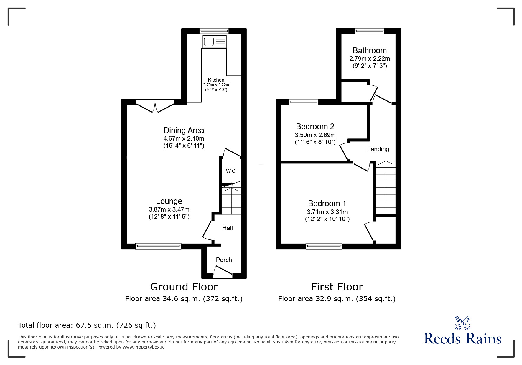 Floorplan of 2 bedroom Semi Detached House for sale, Back Bower Lane, Hyde, Greater Manchester, SK14