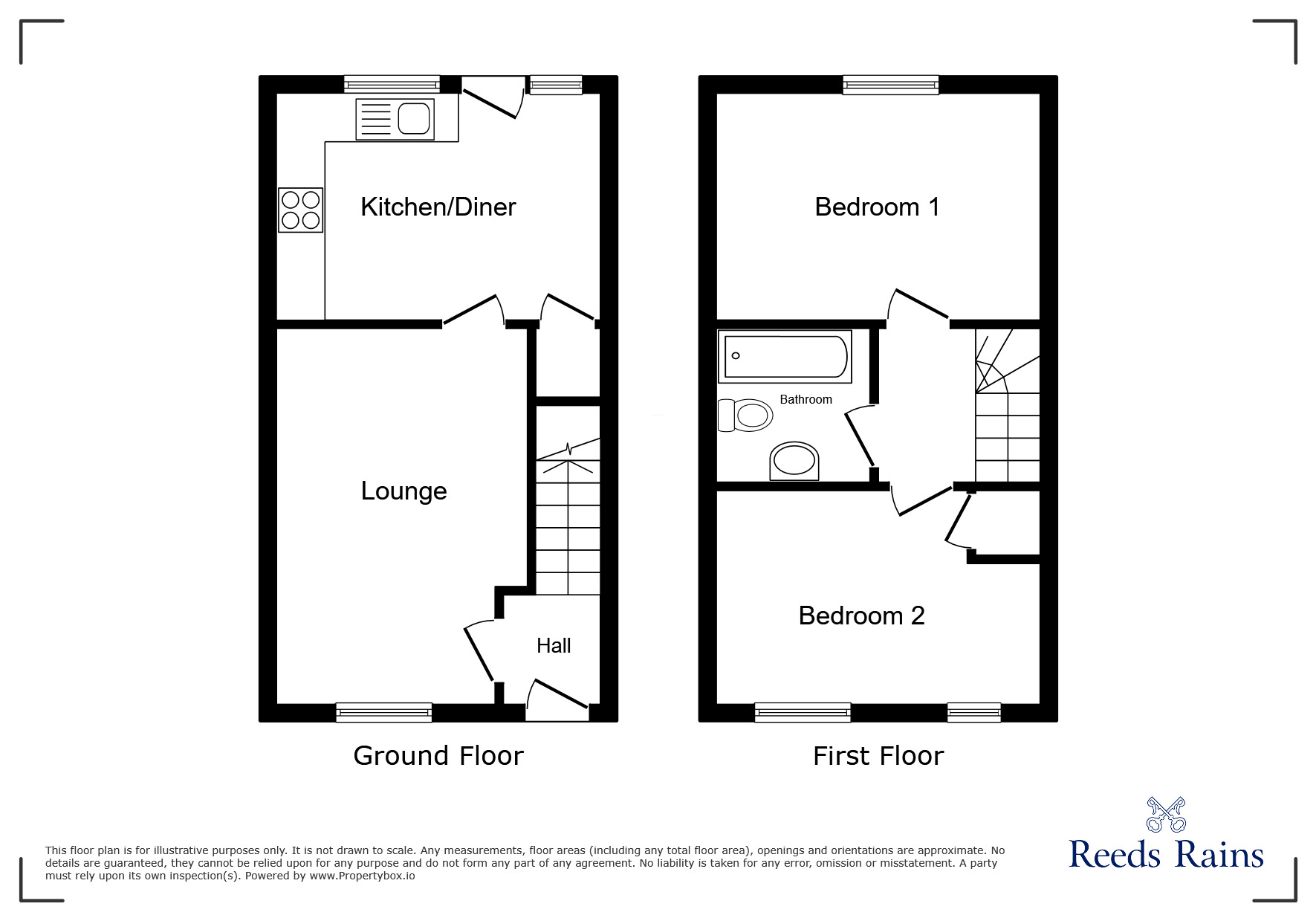 Floorplan of 2 bedroom Mid Terrace House for sale, North Way, Hyde, Greater Manchester, SK14