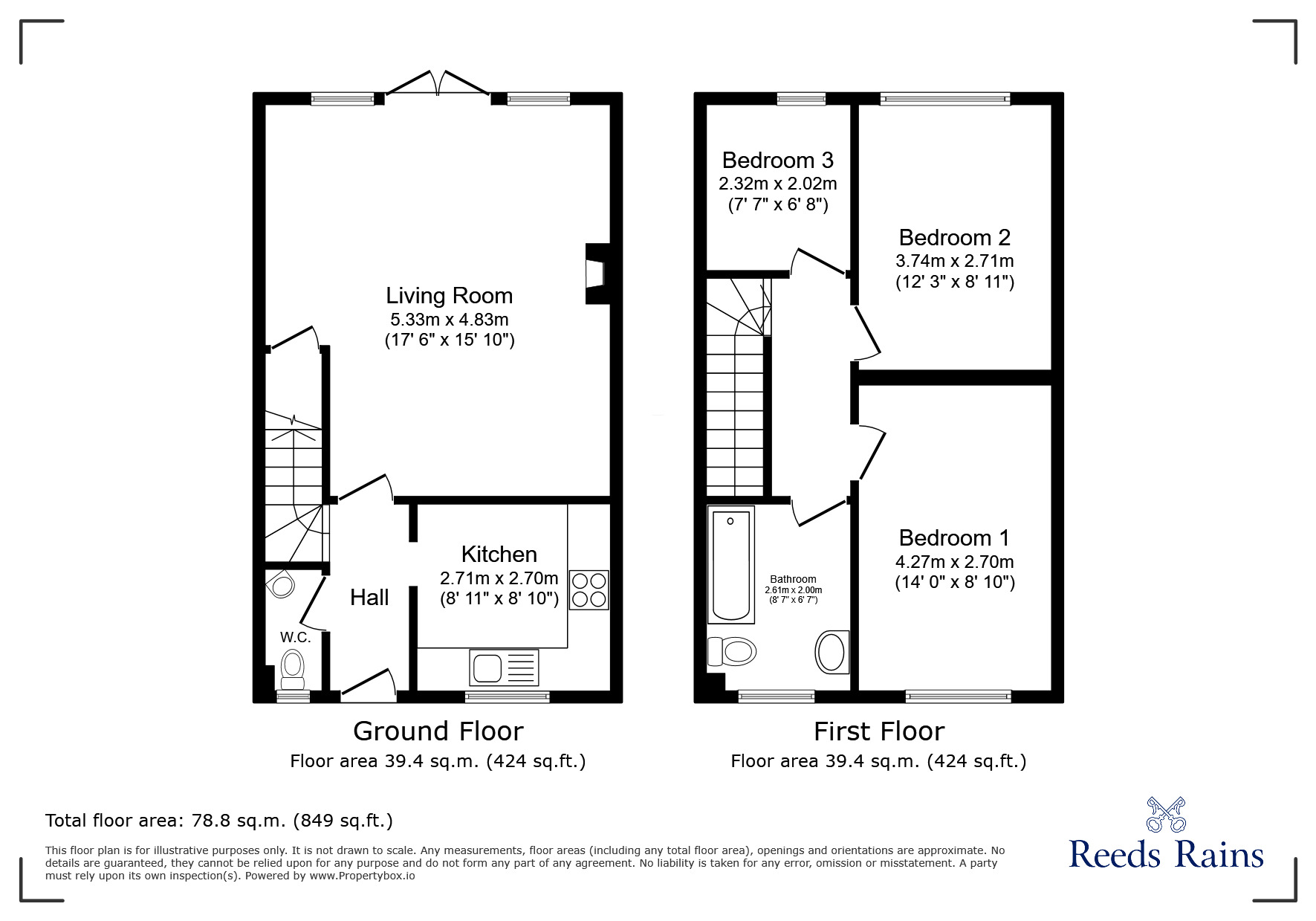 Floorplan of 3 bedroom Semi Detached House for sale, Clough Fold Road, Hyde, Greater Manchester, SK14