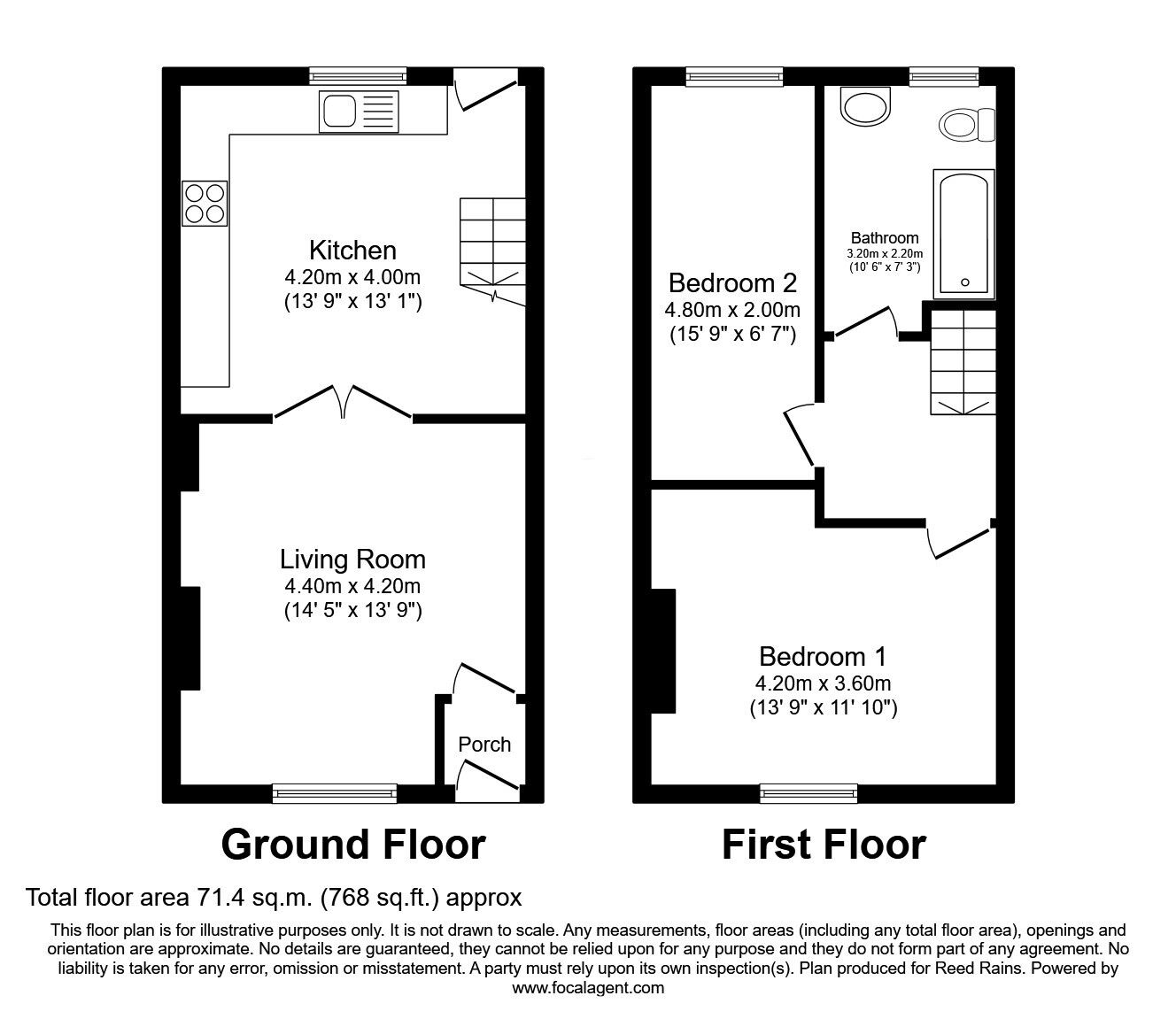 Floorplan of 2 bedroom Mid Terrace House for sale, Elm Grove, Hyde, Greater Manchester, SK14