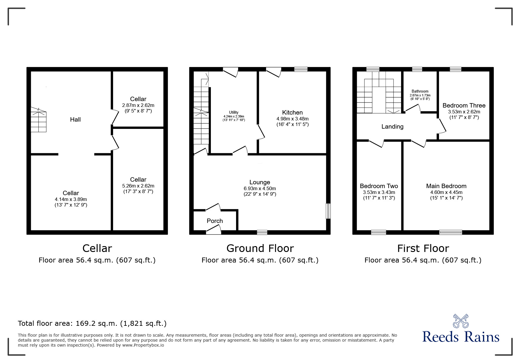 Floorplan of 3 bedroom End Terrace House for sale, Mottram Old Road, Hyde, Greater Manchester, SK14