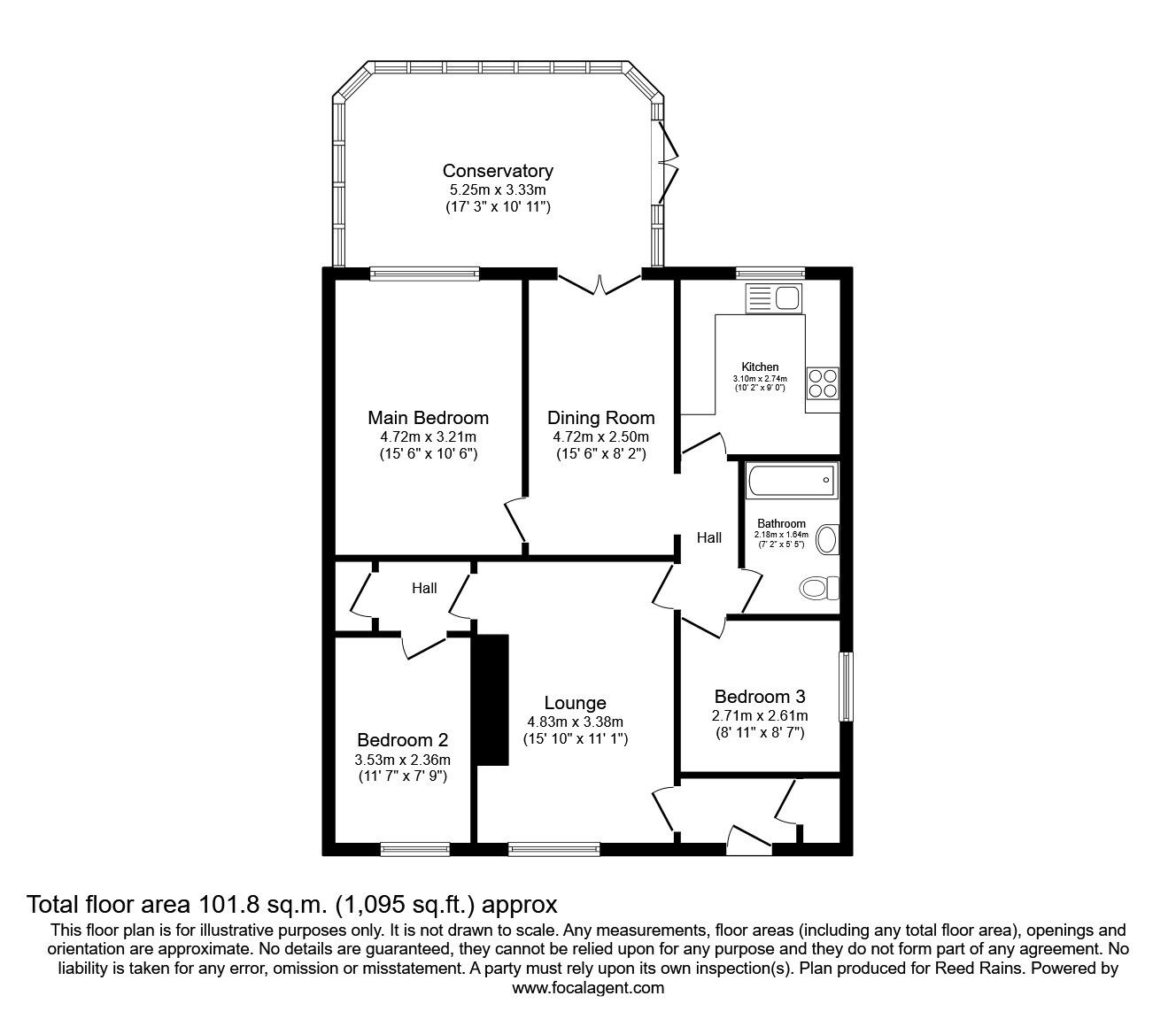 Floorplan of 3 bedroom Semi Detached Bungalow for sale, Grosvenor Road, Hyde, Greater Manchester, SK14