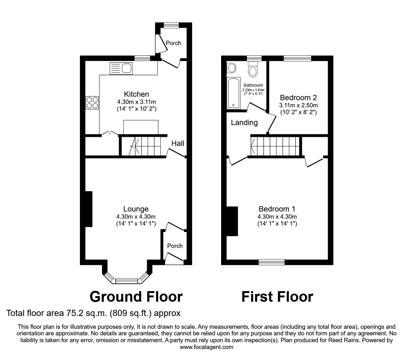 Floorplan of 2 bedroom Mid Terrace House for sale, Sheffield Road, Hyde, Greater Manchester, SK14