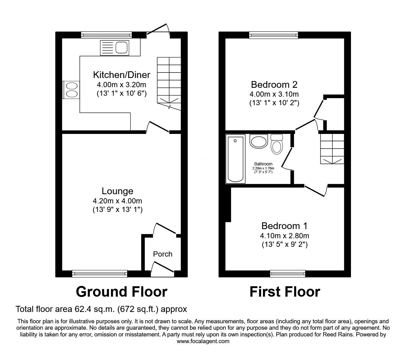 Floorplan of 2 bedroom Mid Terrace House for sale, Cross Street, Denton, Greater Manchester, M34