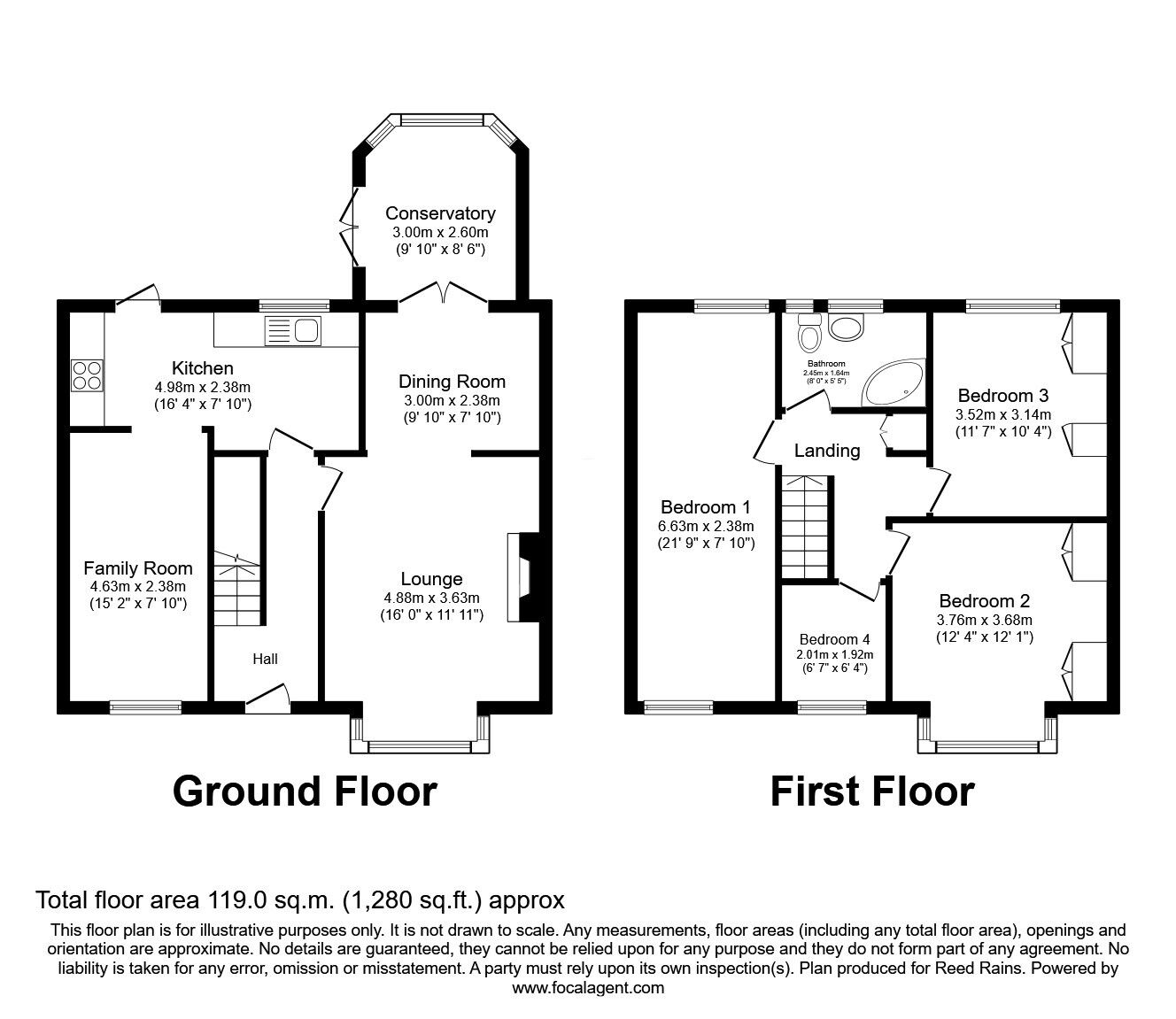 Floorplan of 4 bedroom  House for sale, Gloucester Road, Denton, Greater Manchester, M34