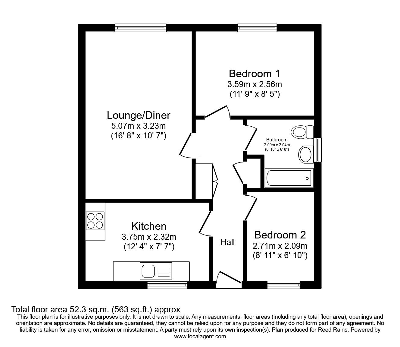 Floorplan of 2 bedroom Semi Detached Bungalow for sale, Knott Lane, Hyde, Greater Manchester, SK14