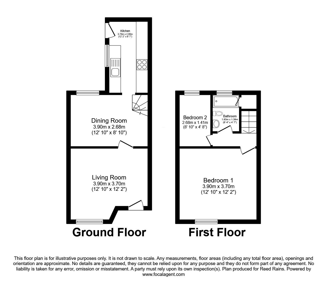 Floorplan of 2 bedroom Semi Detached House for sale, Mottram Road, Hyde, Greater Manchester, SK14