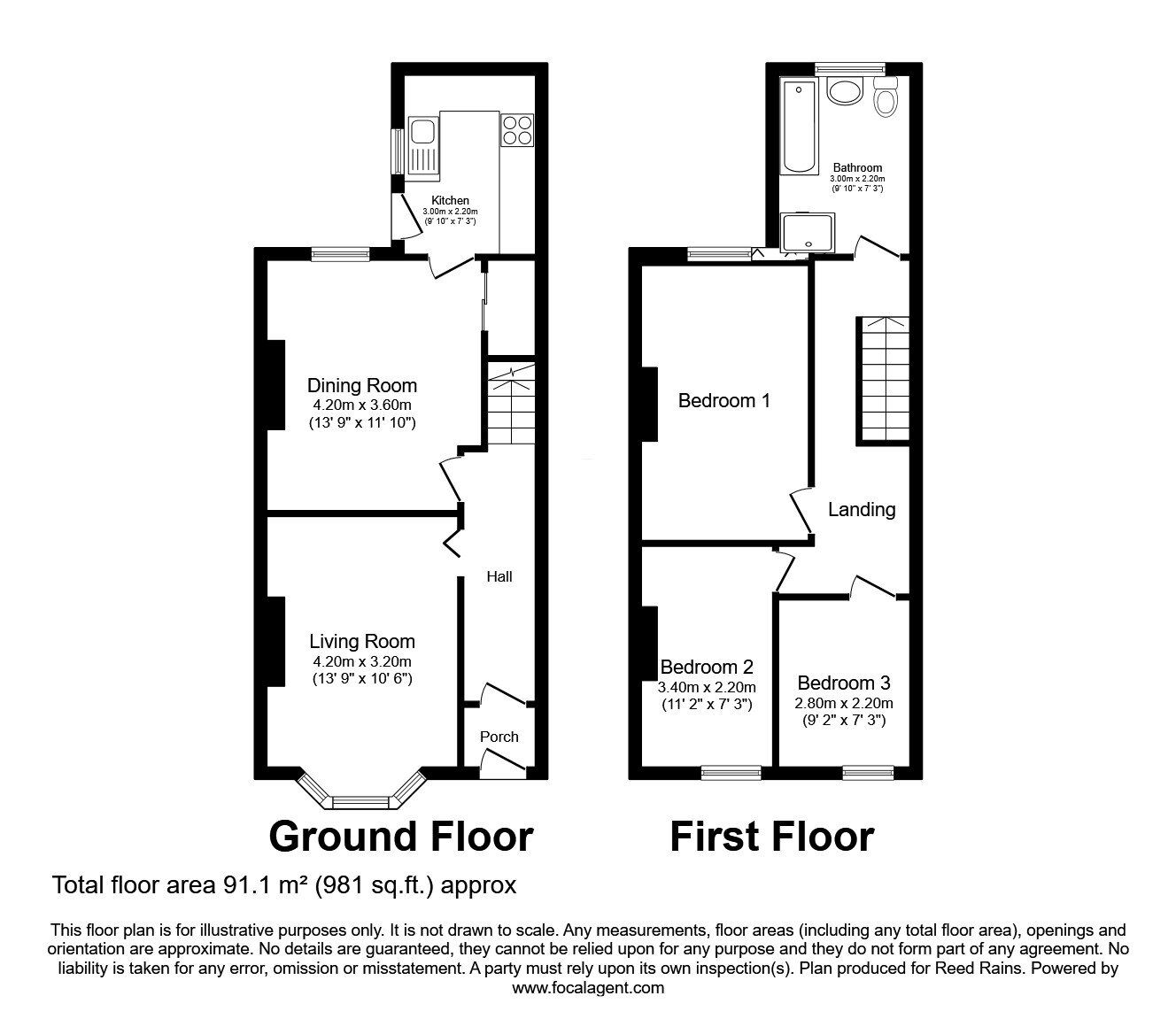 Floorplan of 3 bedroom Mid Terrace House to rent, Seymour Street, Denton, Greater Manchester, M34