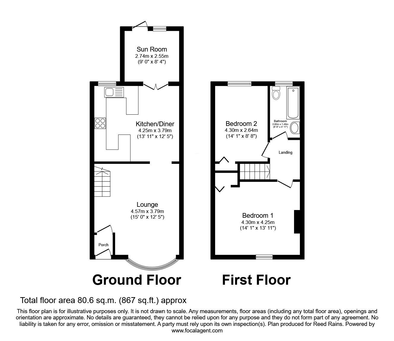 Floorplan of 2 bedroom Mid Terrace House for sale, Sheffield Road, Hyde, Greater Manchester, SK14