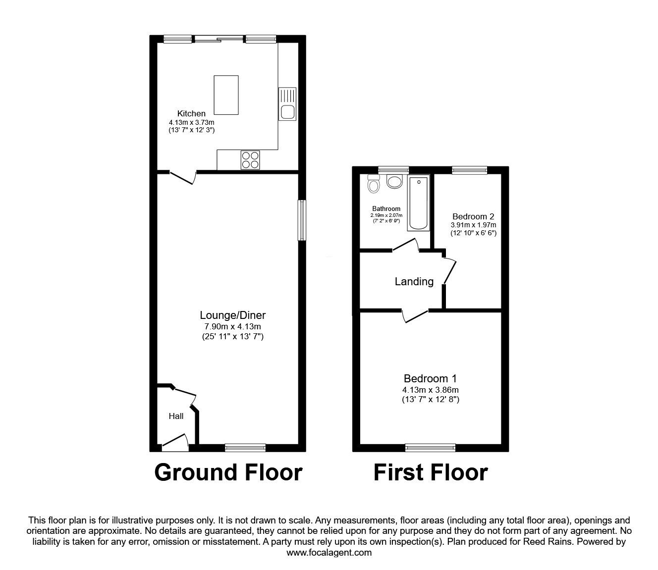 Floorplan of 2 bedroom End Terrace House for sale, Bagshaw Street, Hyde, Greater Manchester, SK14