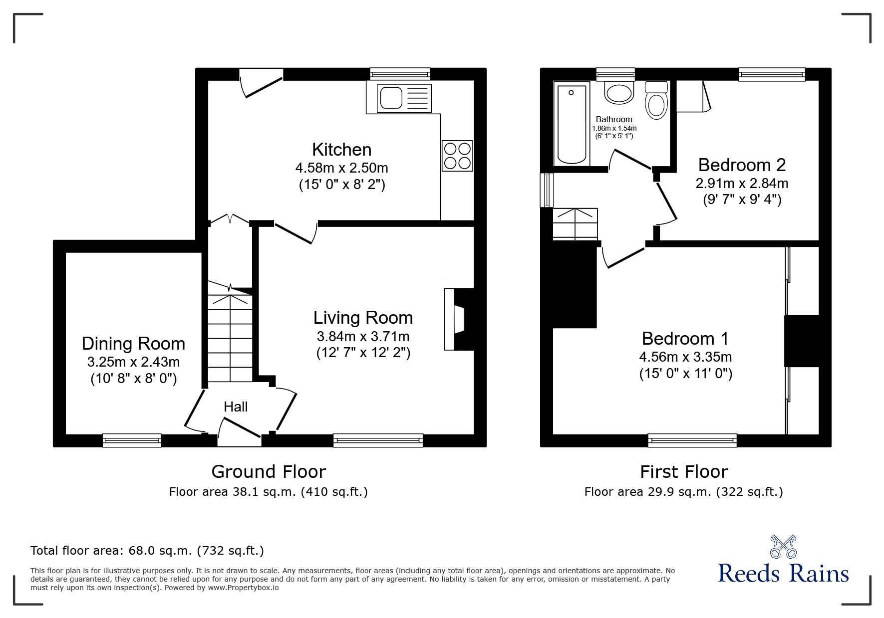Floorplan of 2 bedroom Semi Detached House for sale, Derby Road, Hyde, Greater Manchester, SK14
