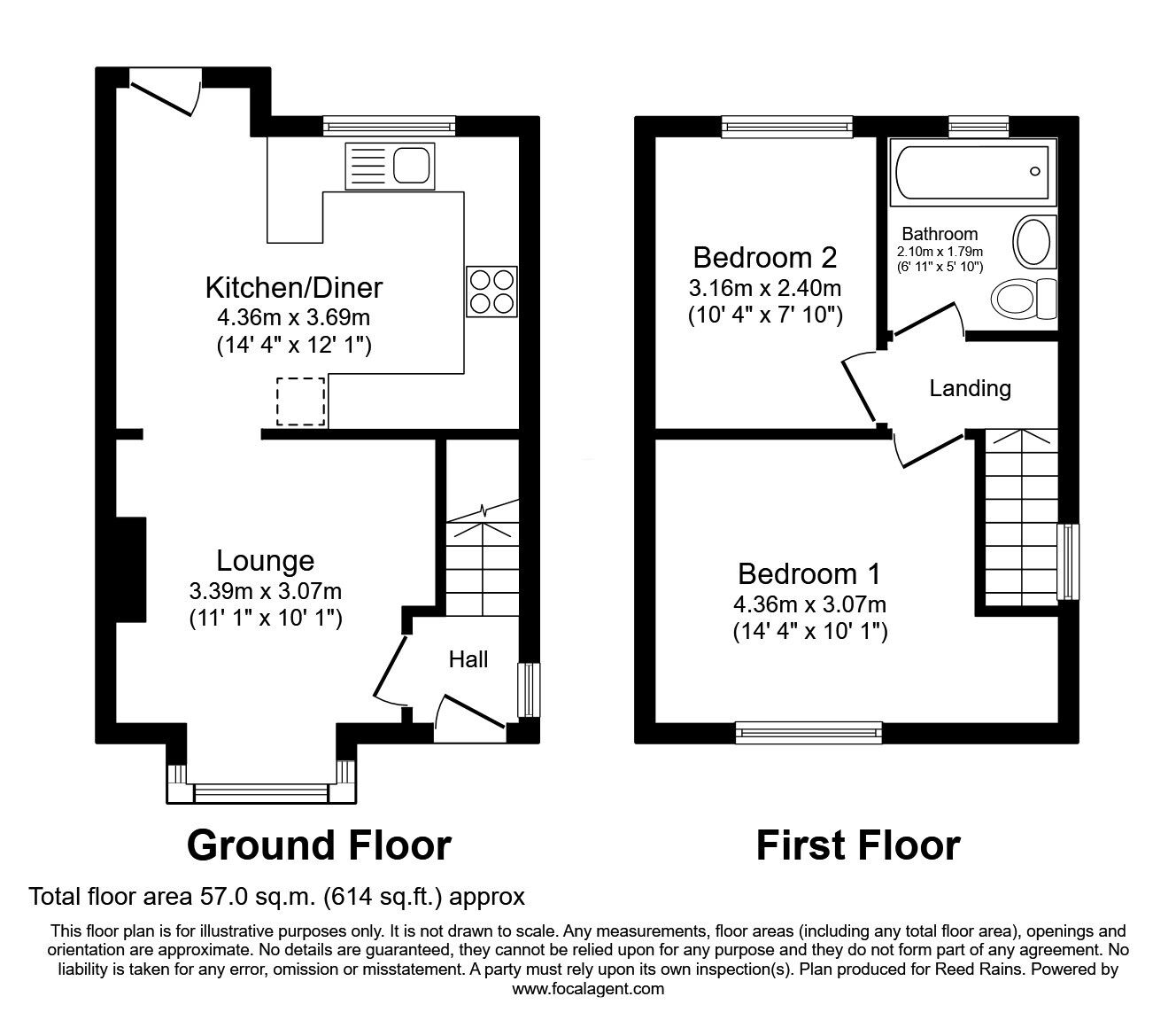 Floorplan of 2 bedroom Semi Detached House for sale, Aldwyn Park Road, Audenshaw, Greater Manchester, M34
