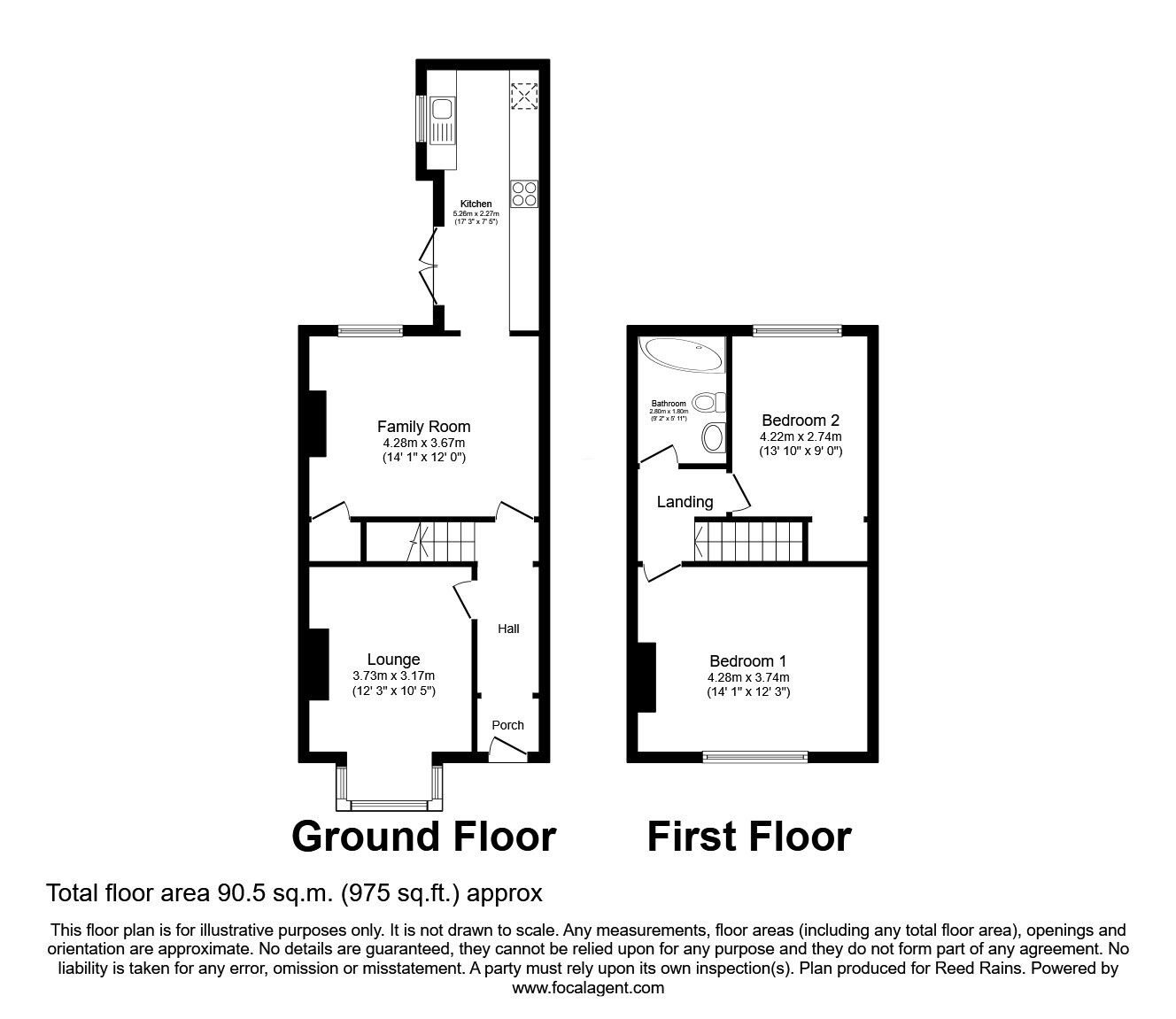 Floorplan of 2 bedroom Mid Terrace House for sale, Coronation Avenue, Hyde, Greater Manchester, SK14