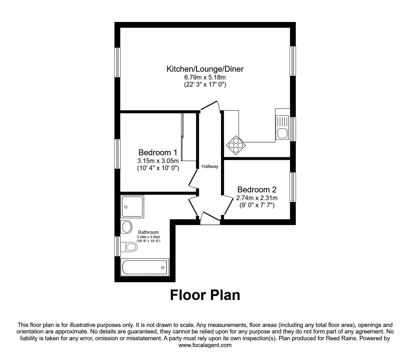 Floorplan of 2 bedroom Flat for sale, Kings Road, Audenshaw, Greater Manchester, M34